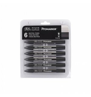 Winsor & Newton Promarker Набор маркеров 6 нейтральных серых оттенков (x6) 