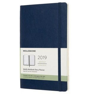 Moleskine Еженедельник Classic Soft WKNT (2019), Large, синий сапфир (уцененный товар)