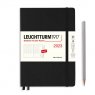 Leuchtturm1917 Еженедельник на 2023 год, неделя на развороте (вертикальный) Black (черный) Medium
