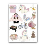 Unicorn Picnic. Лист виниловых наклеек А6 Unicorn Picnic. Лист виниловых наклеек А6