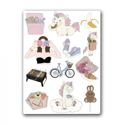 Unicorn Picnic. Лист виниловых наклеек А6 Unicorn Picnic. Лист виниловых наклеек А6