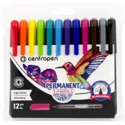 CENTROPEN Набор маркеров для декорирования Permanent Creative 12 цветов, перманентные, пулевидные, линия 2 мм CENTROPEN Набор маркеров для декорирования Permanent Creative 12 цветов, перманентные, пулевидные, линия 2 мм