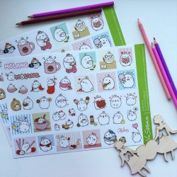 Кролик Моланг (Bunny Molang). Лист виниловых наклеек А4