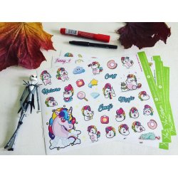 Unicorn_Crazy. Лист виниловых наклеек А4 Unicorn_Crazy. Лист виниловых наклеек А4